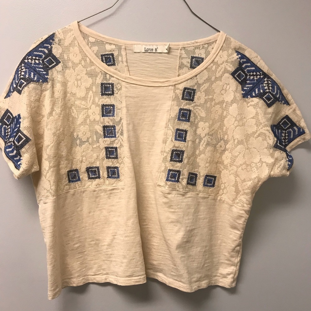 Cream and Blue crop top!